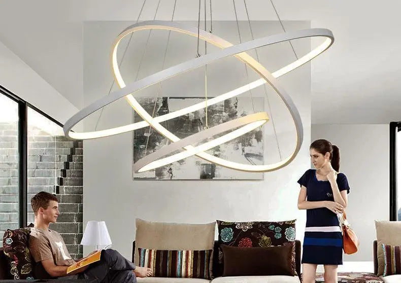 Round Ring LED Chandelier Aluminium 1–4 Rings Dimmable