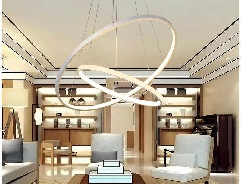 Round Ring LED Chandelier Aluminium 1–4 Rings Dimmable
