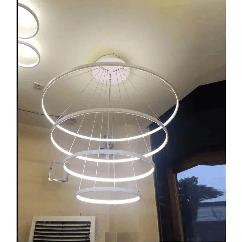 Round Ring LED Chandelier Aluminium 1–4 Rings Dimmable