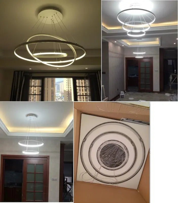 Round Ring LED Chandelier Aluminium 1–4 Rings Dimmable