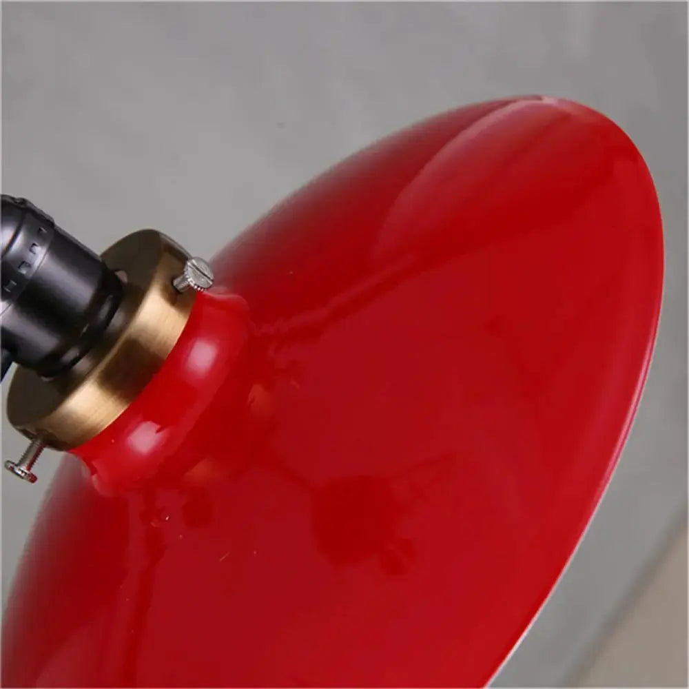 Vintage Metal Pendant Light Dome Shade Red Black White