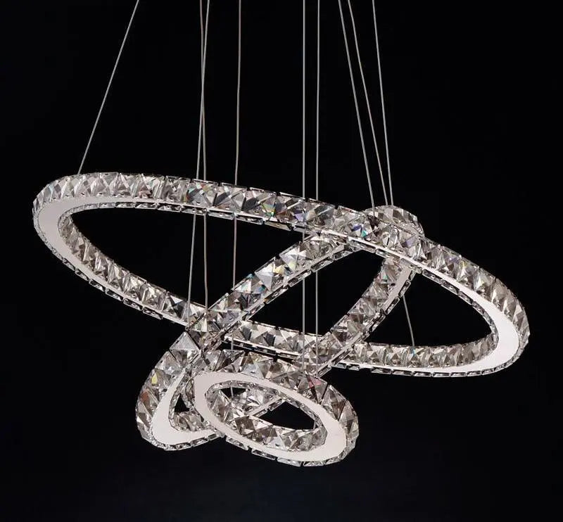 Circular Crystal LED Chandelier K9 Stainless Steel 2 or 3 Rings
