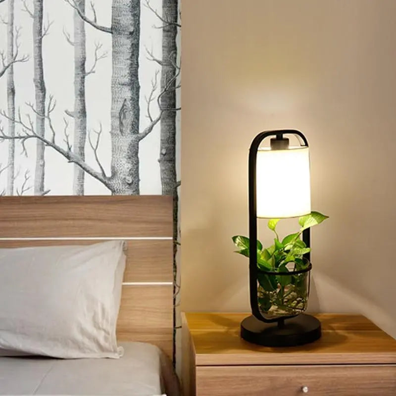 Plant Frame LED Table Lamp Iron Glass Botanical 20×50 cm