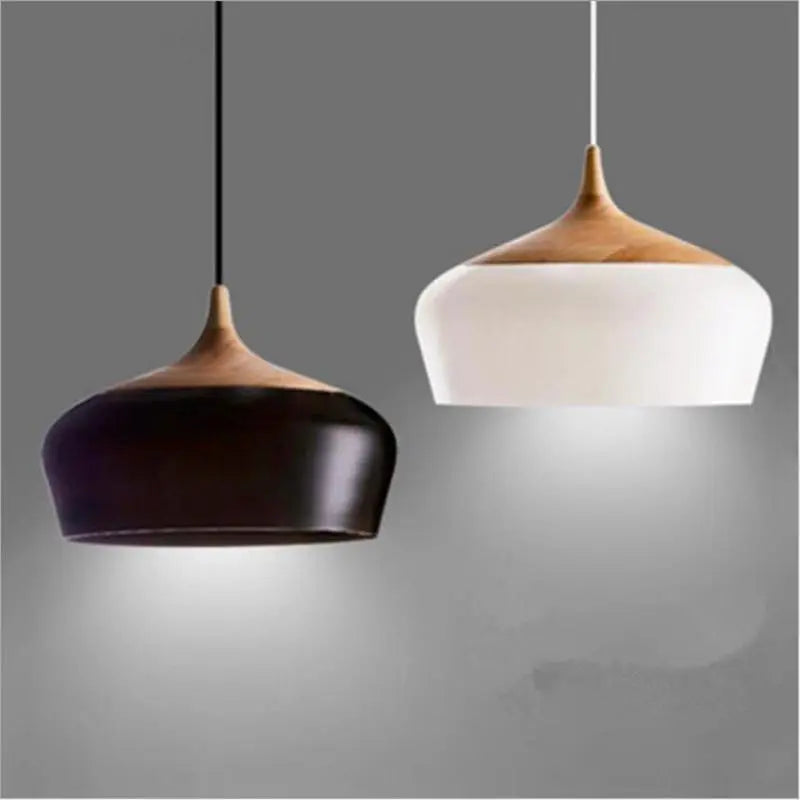 Modern Nordic LED Pendant Light Iron Wood Acrylic