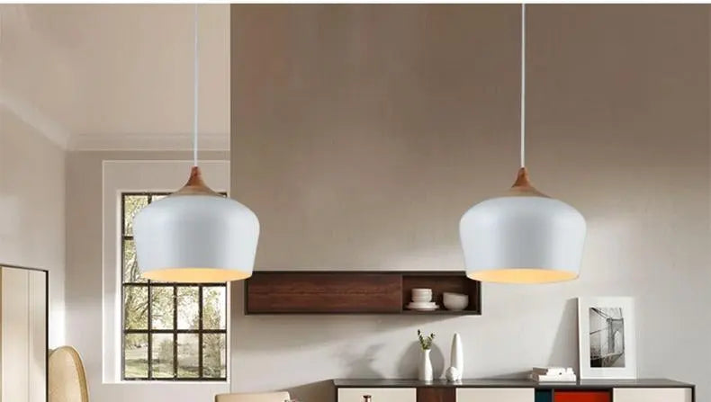 Modern Nordic LED Pendant Light Iron Wood Acrylic