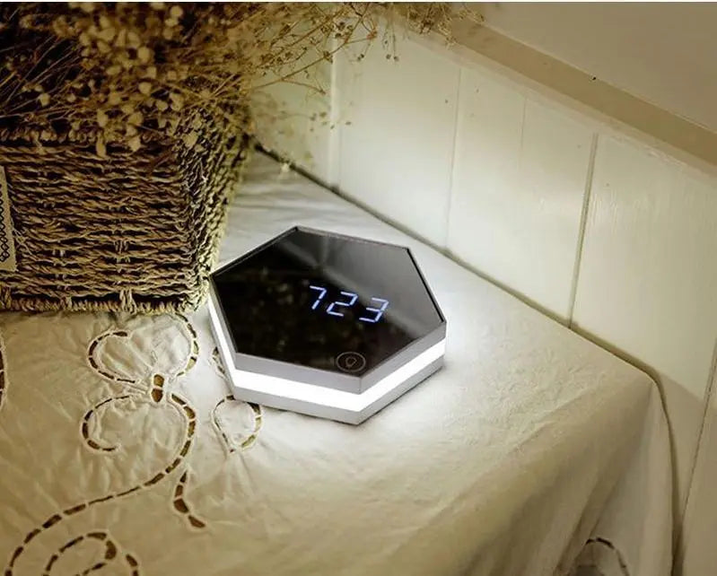 LED Mirror Alarm Clock with Touch Dimmer