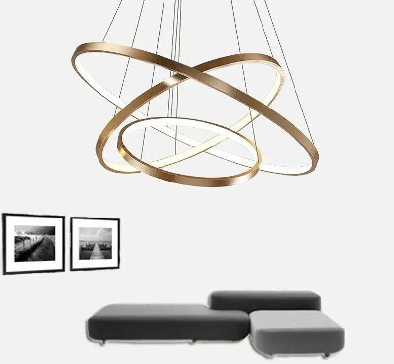 Round Ring LED Chandelier Aluminium 1–4 Rings Dimmable