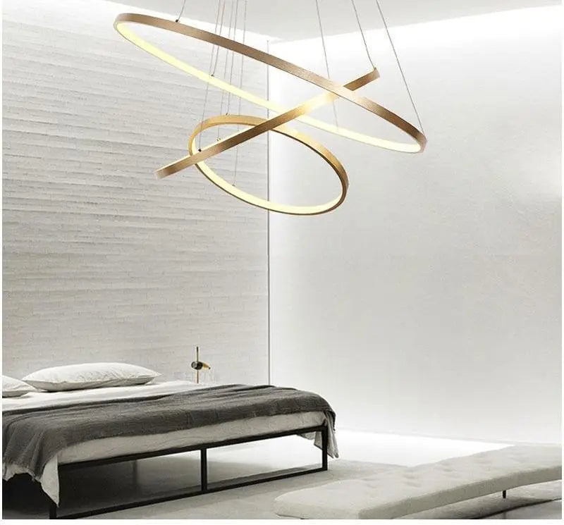 Round Ring LED Chandelier Aluminium 1–4 Rings Dimmable