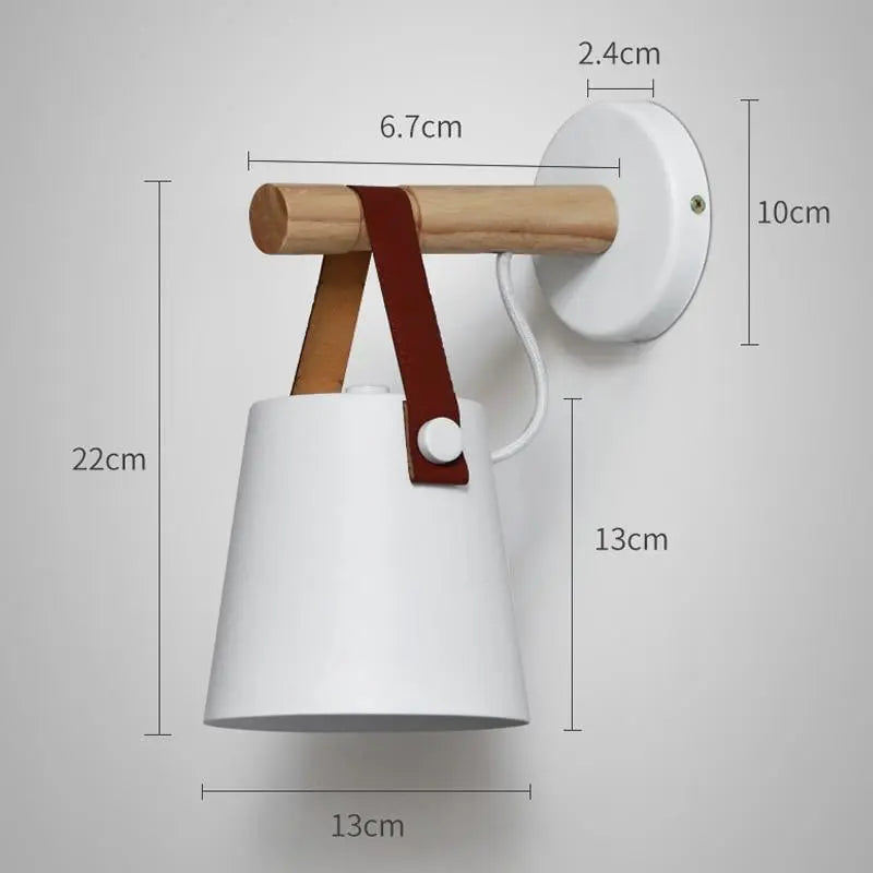 Nordic Wooden Wall Light Iron & Wood E27 — Black or White