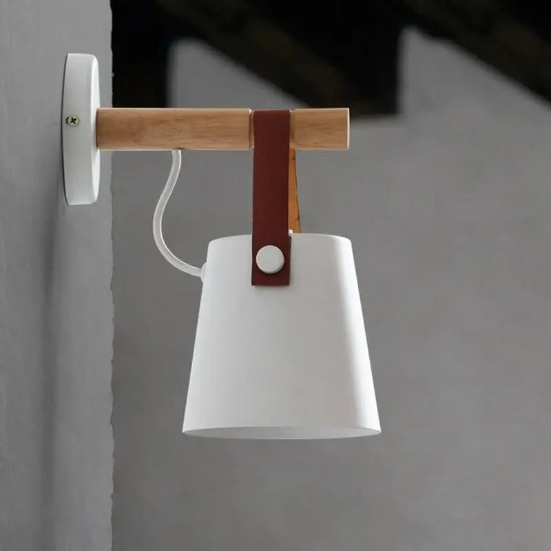 Nordic Wooden Wall Light Iron & Wood E27 — Black or White