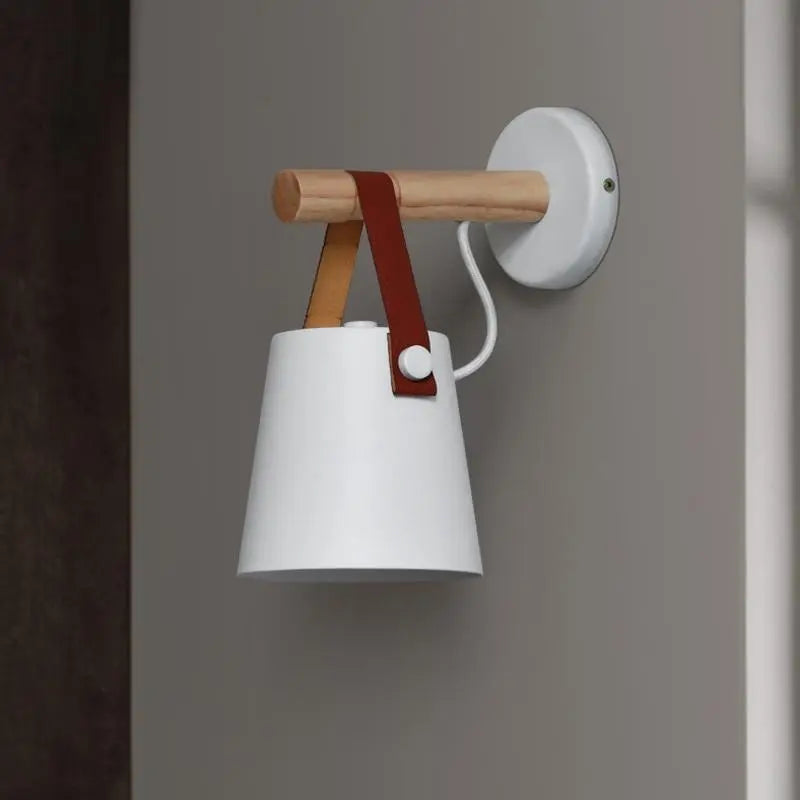Nordic Wooden Wall Light Iron & Wood E27 — Black or White