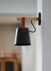 Nordic Wooden Wall Light Iron & Wood E27 — Black or White