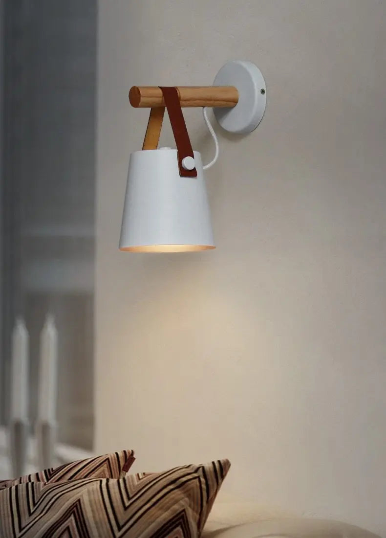 Nordic Wooden Wall Light Iron & Wood E27 — Black or White