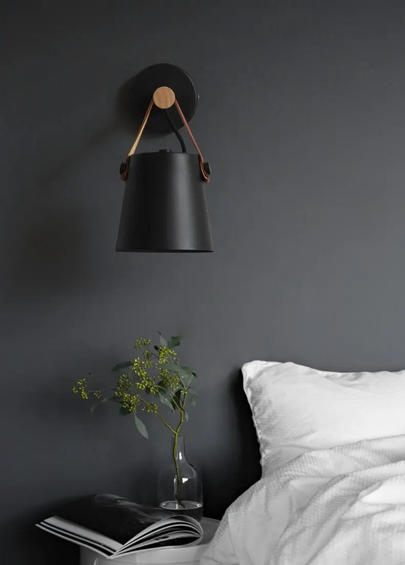 Nordic Wooden Wall Light Iron & Wood E27 — Black or White