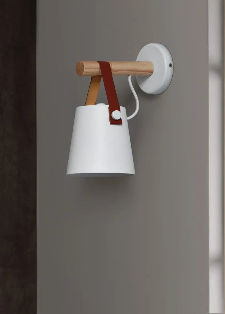 Nordic Wooden Wall Light Iron & Wood E27 — Black or White