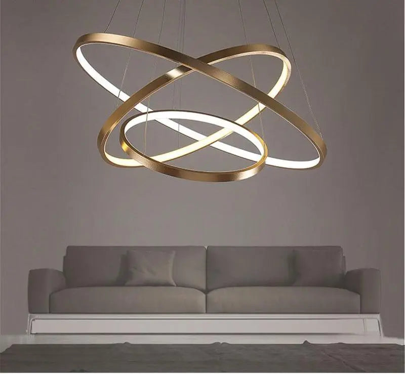Round Ring LED Chandelier Aluminium 1–4 Rings Dimmable
