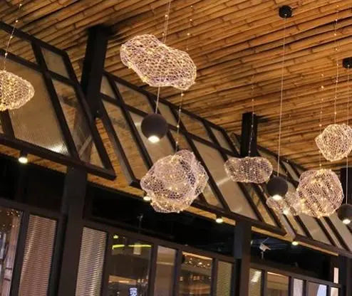 Art Deco Starlight Dotted Cloud Pendant Light Iron Gold White