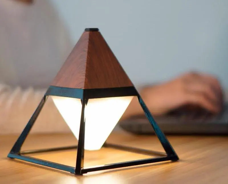 Pyramiden Diamond Touch Lamp Rechargeable LED — IP44, White / Black / Wood