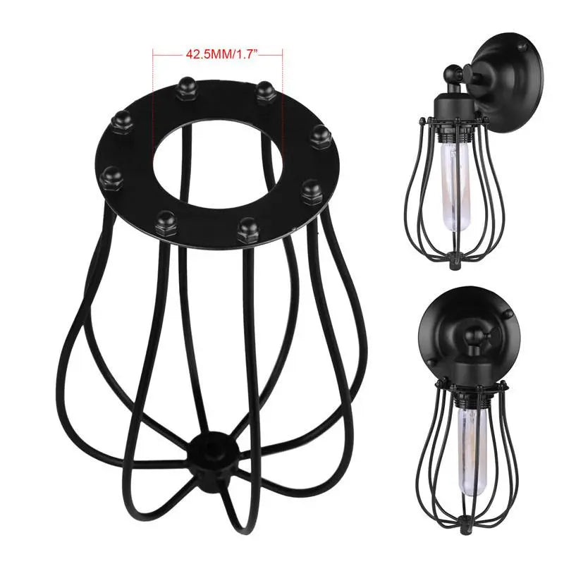 Industrial Drop Cage Wall Light Iron E27 Matt Black