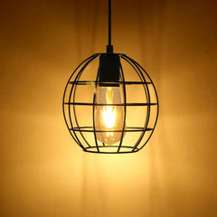 Spherical Cage Pendant Light Industrial Black