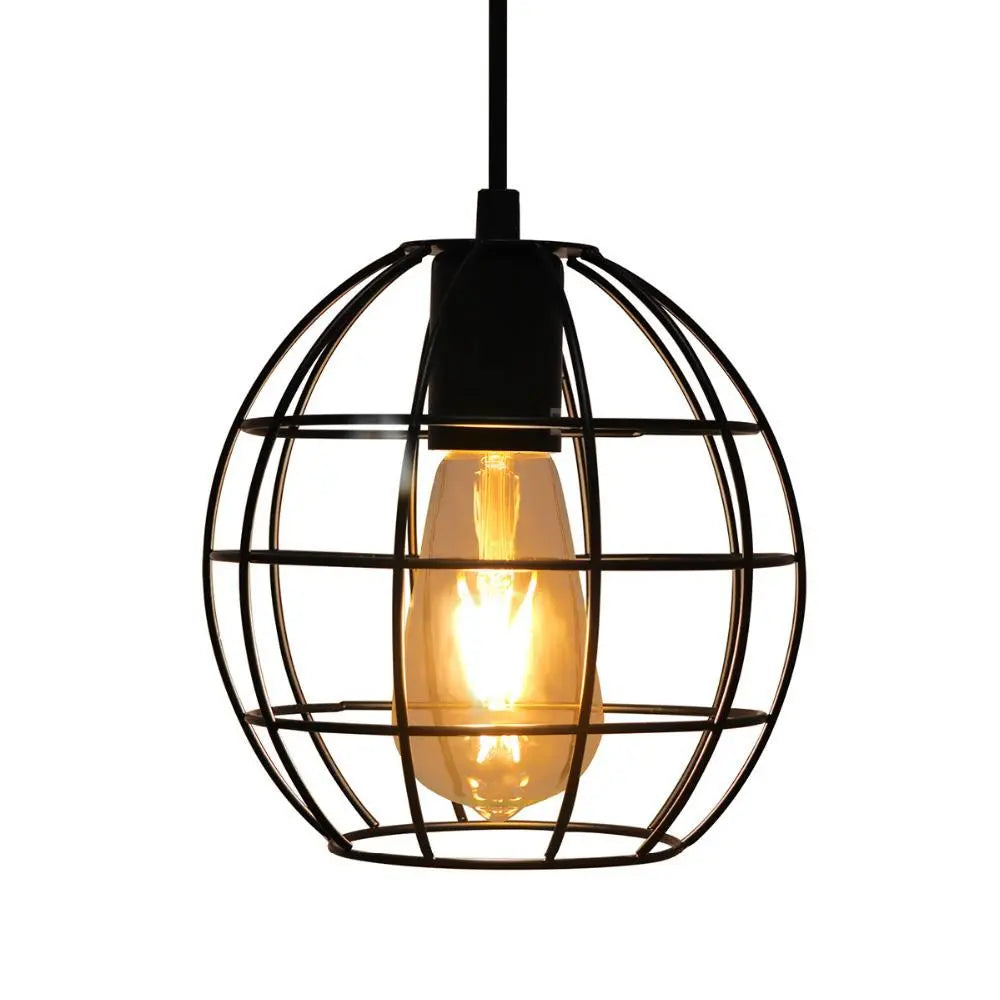 Spherical Cage Pendant Light Industrial Black
