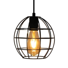 Spherical Cage Pendant Light Industrial Black