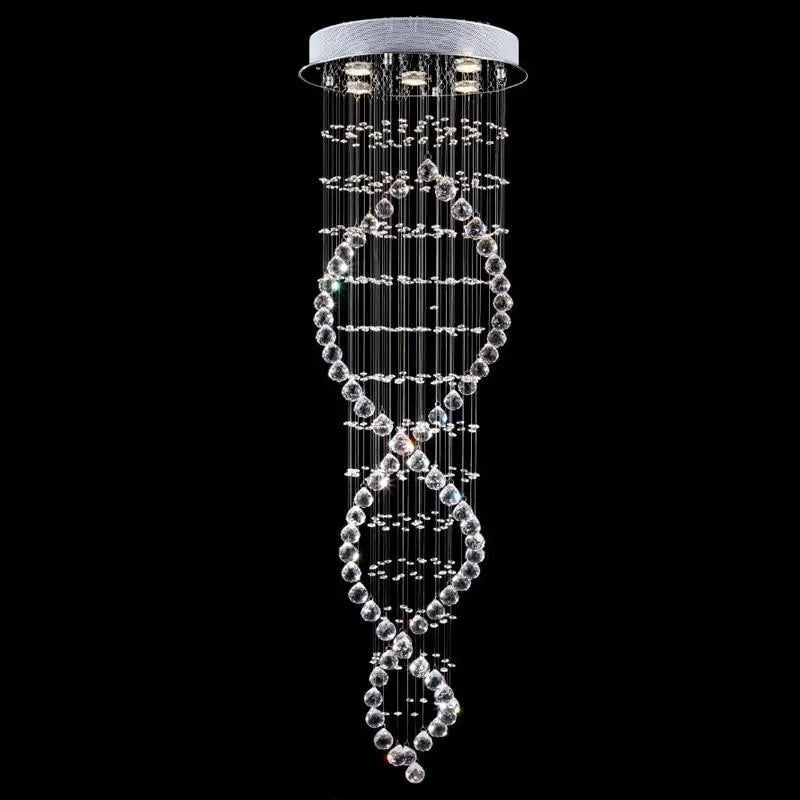 Modern LED Double Spiral Crystal Chandelier Chrome 4 Sizes
