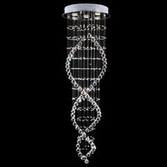 Modern LED Double Spiral Crystal Chandelier Chrome 4 Sizes