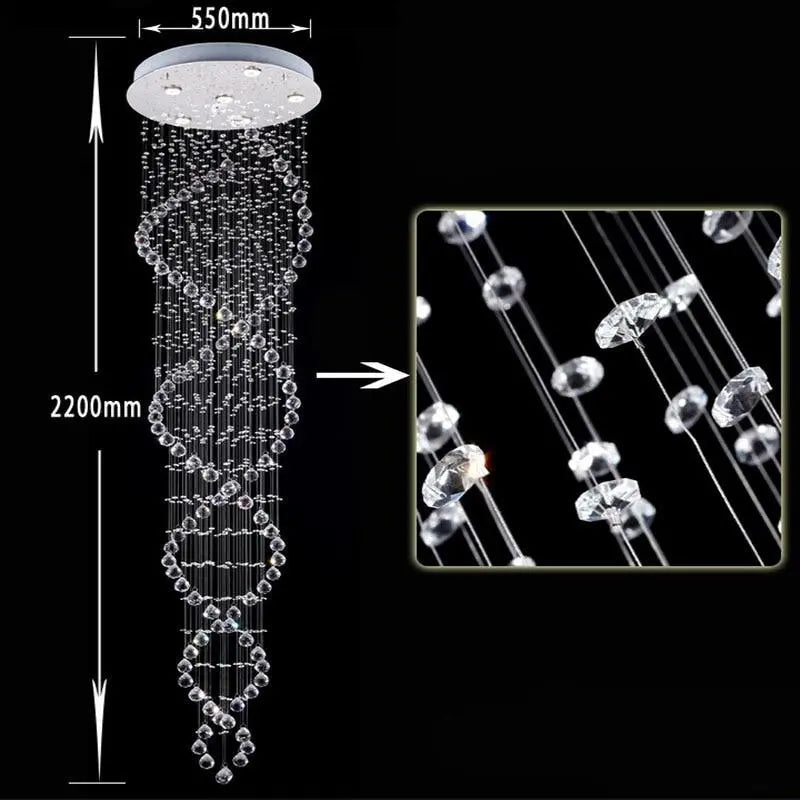 Modern LED Double Spiral Crystal Chandelier Chrome 4 Sizes
