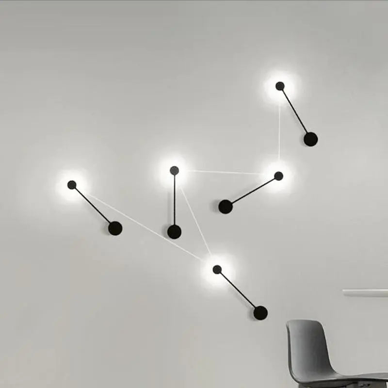 Art Deco Round LED Wall Light Iron Black Gold S or L 1 or 2