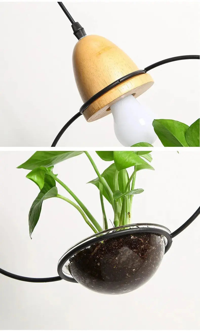 Nordic Plant Pendant Light, Iron, E27, Square/Cone/Round, Black/White