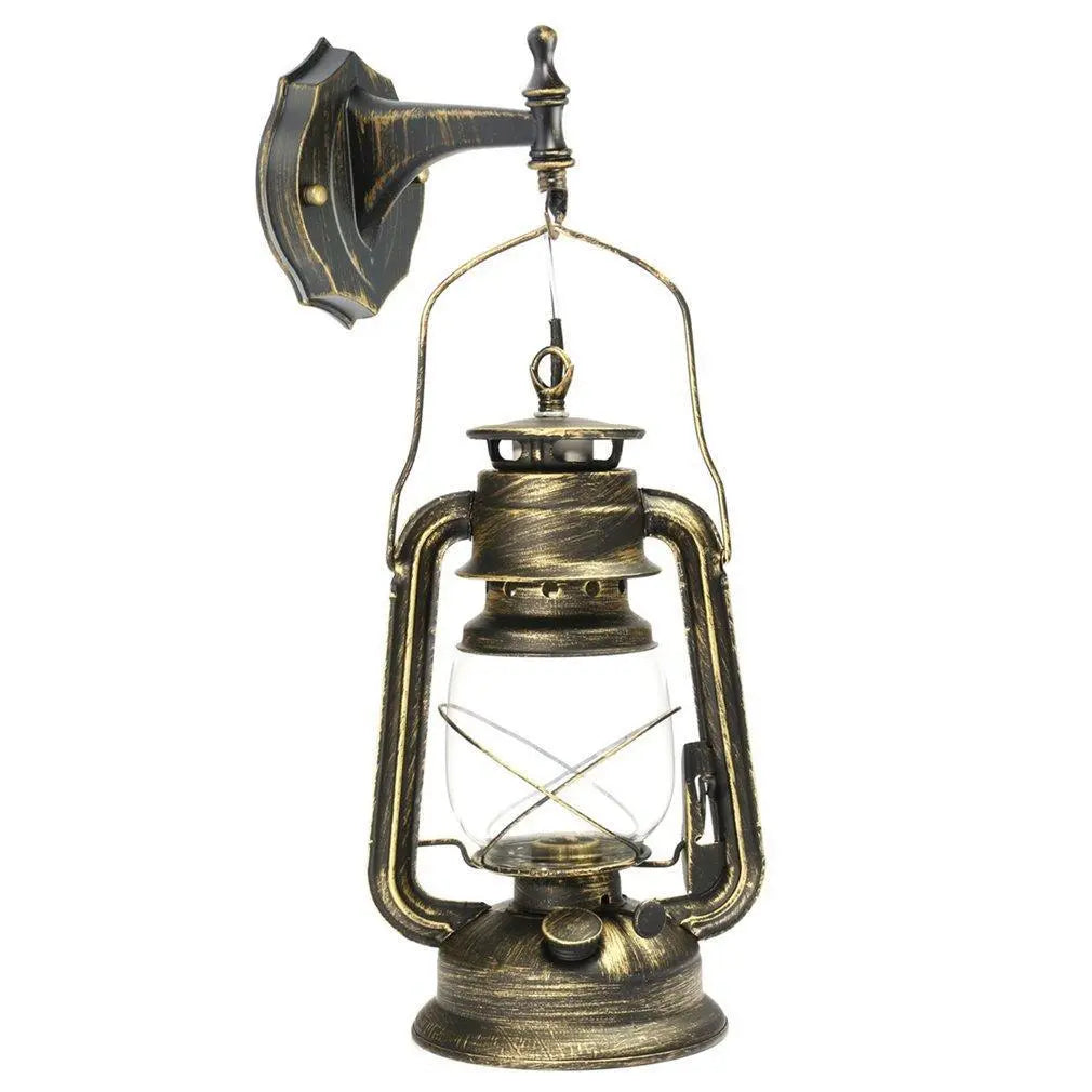 Vintage Lantern Wall Light Metal and Glass