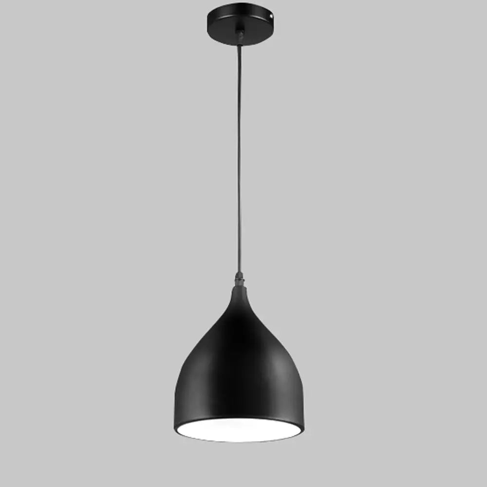 Nordic Iron Pendant Light E27 — Single or Set of 3, Round or Linear Base, Black or White
