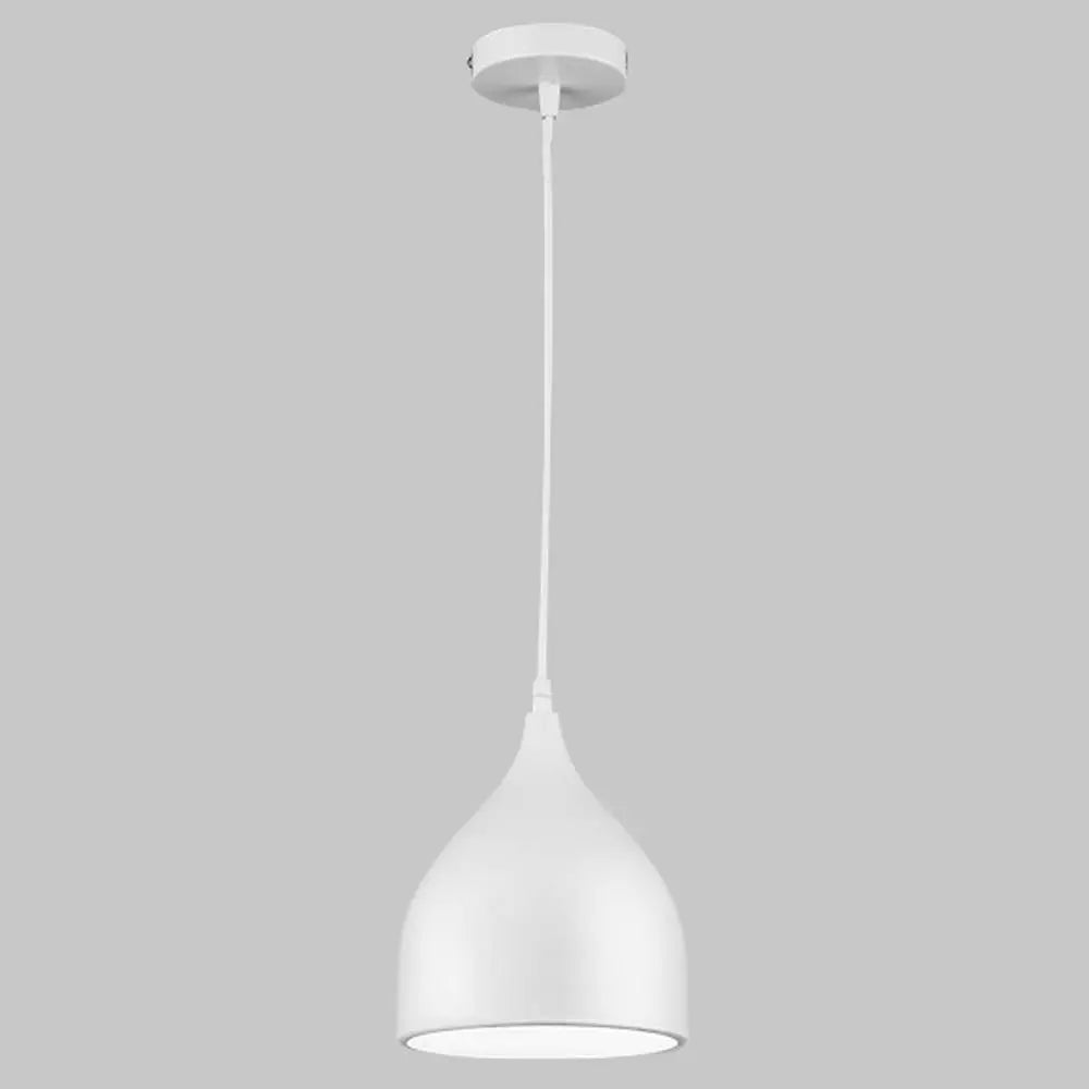 Nordic Iron Pendant Light E27 — Single or Set of 3, Round or Linear Base, Black or White