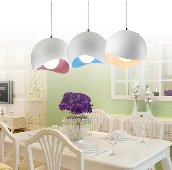Dome Pendant Light Iron E27 Single or Sets of 3 & 4 Multi-Colour