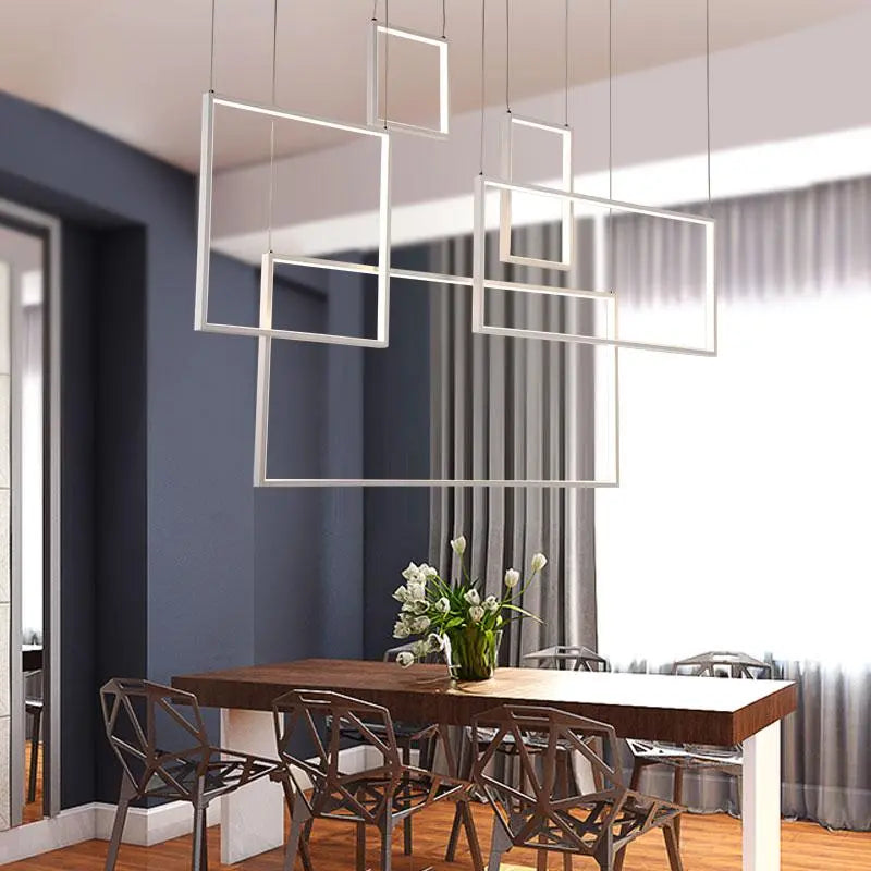 Art Deco LED Pendant Light Aluminium Acrylic Black 3 or 5 Squares