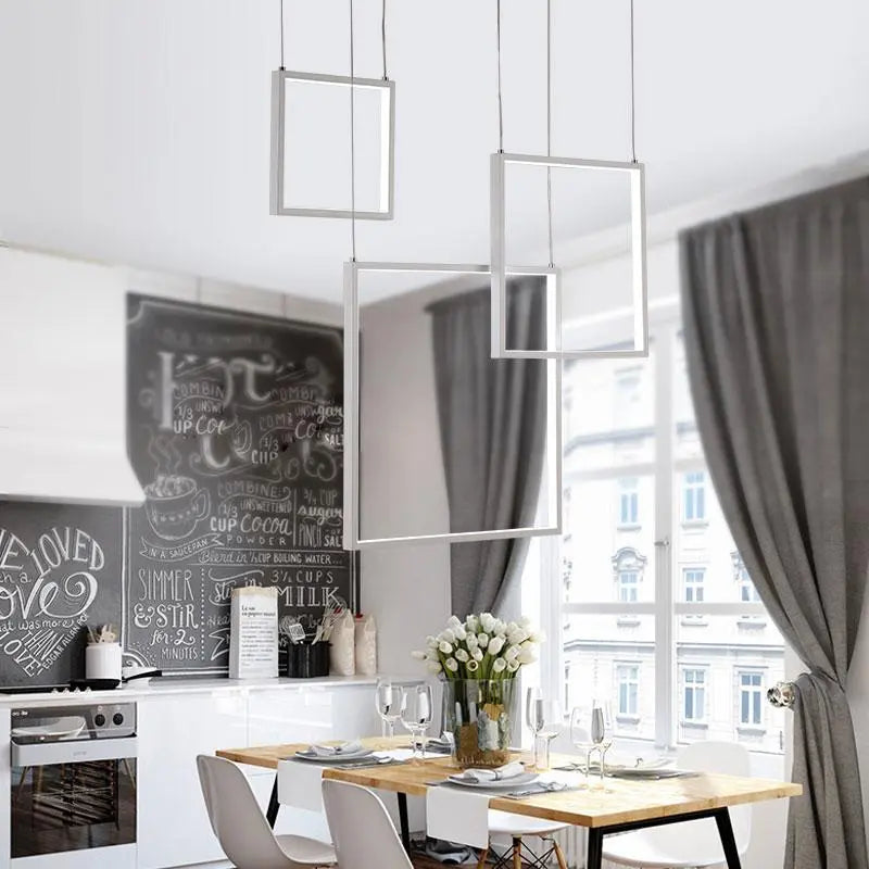 Art Deco LED Pendant Light Aluminium Acrylic Black 3 or 5 Squares