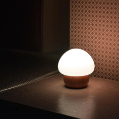 Mushroom Table Lamp Wood Silicone USB RGB LED Colour-Changing