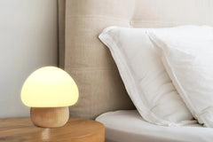 Mushroom Table Lamp Wood Silicone USB RGB LED Colour-Changing