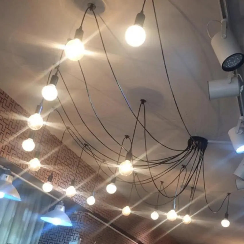 Spider Chandelier Industrial Black E27 Multi-Arm