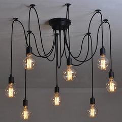 Spider Ceiling Light Black E27 1 to 12 Sockets
