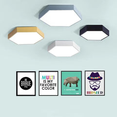Hex LED Ceiling Light Metal Acrylic 30 cm 6 Colours