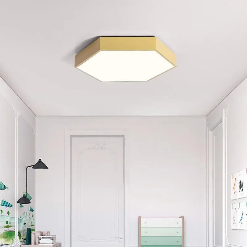 Hex LED Ceiling Light Metal Acrylic 30 cm 6 Colours
