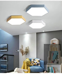 Hex LED Ceiling Light Metal Acrylic 30 cm 6 Colours