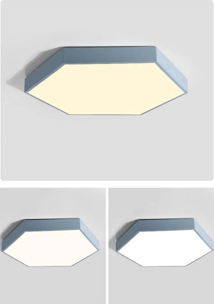 Hex LED Ceiling Light Metal Acrylic 30 cm 6 Colours