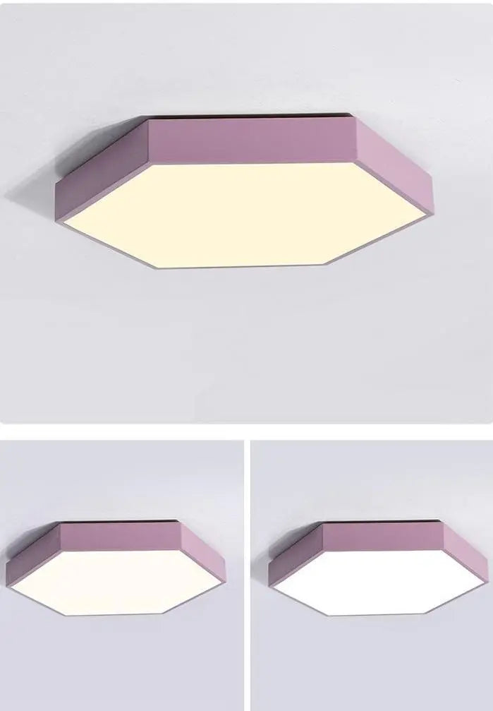 Hex LED Ceiling Light Metal Acrylic 30 cm 6 Colours