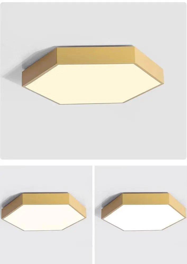 Hex LED Ceiling Light Metal Acrylic 30 cm 6 Colours