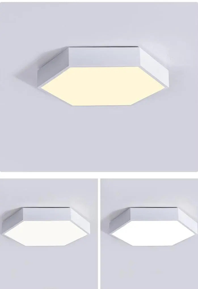 Hex LED Ceiling Light Metal Acrylic 30 cm 6 Colours