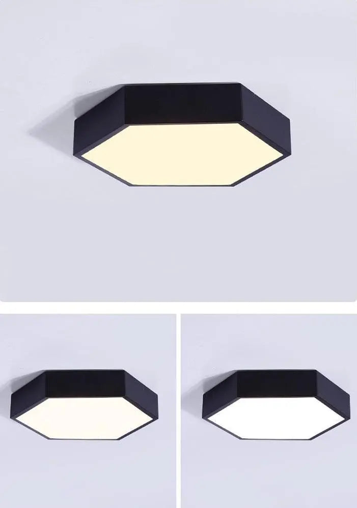 Hex LED Ceiling Light Metal Acrylic 30 cm 6 Colours