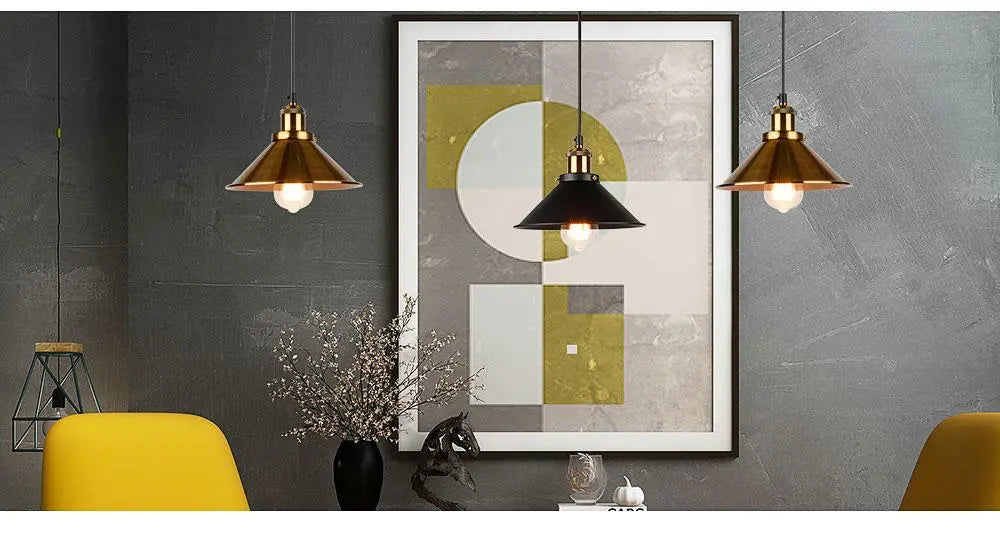 Modern Pendant Light with Iron Shade E27 — Black or Gold